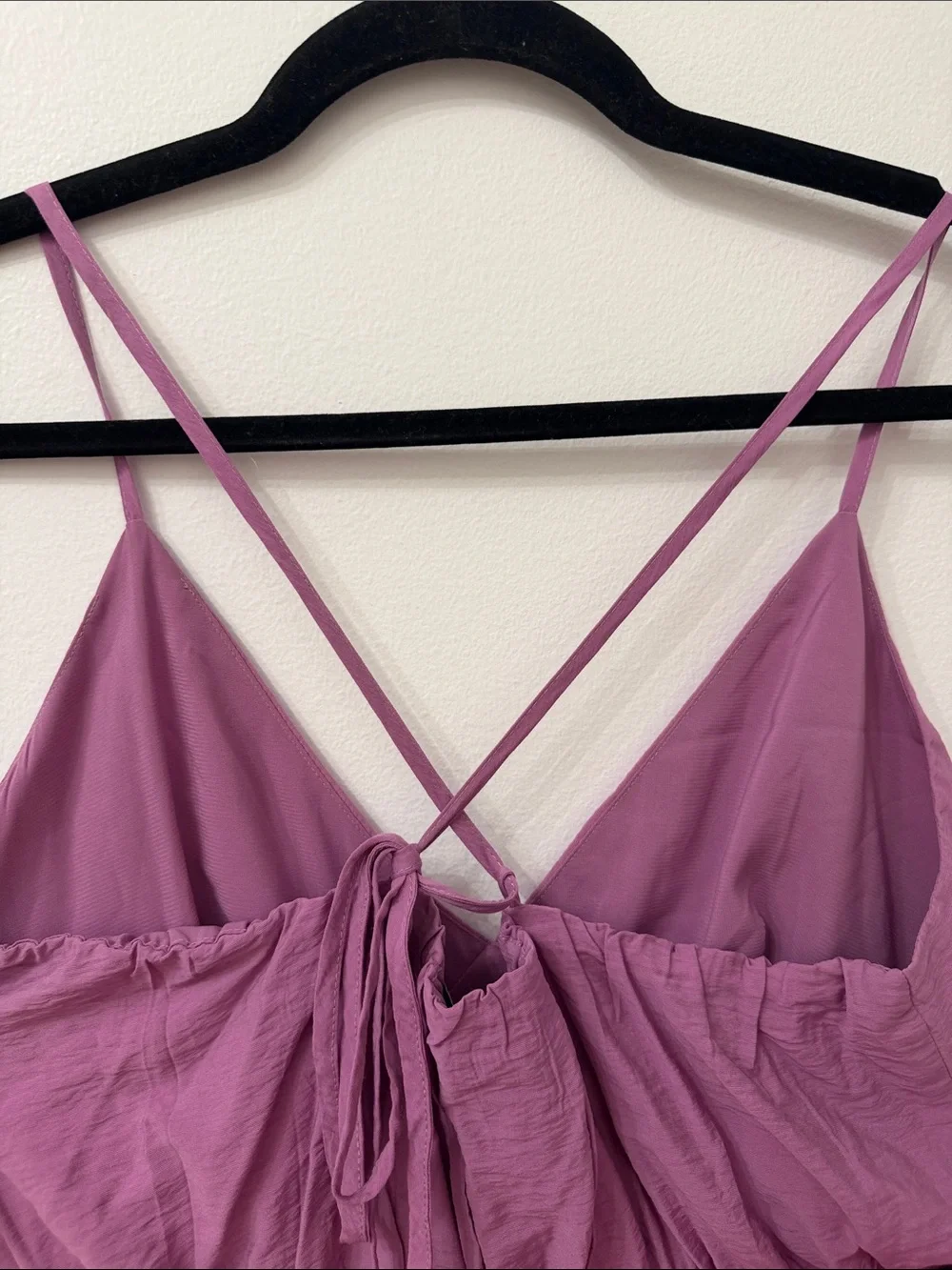 Abercrombie & Fitch Mauve Tiered Maxi Dress with Spaghetti Straps